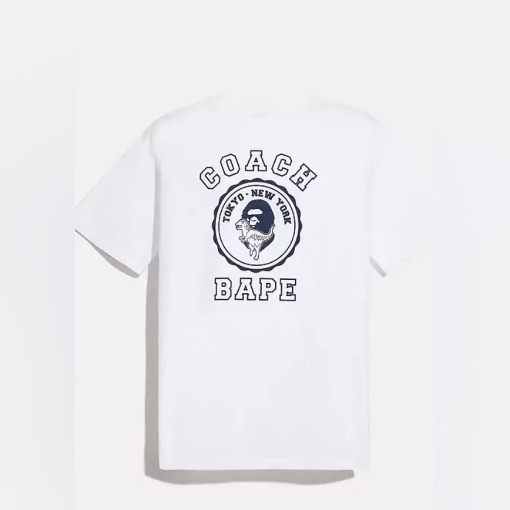 🔥 Limited Edition Coach x A Bathing Ape White T-Shirt Size Small 🔥